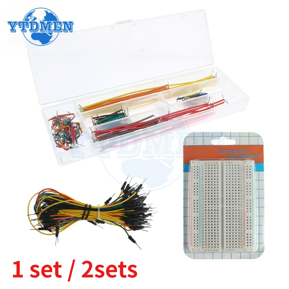Breadboard 400 Point - ชุดสายจัมเปอร์สำหรับบอร์ดทดลอง 1/2 ชุด 400 จุดเชื่อมต่อ แบบไม่ต้องบัดกรี