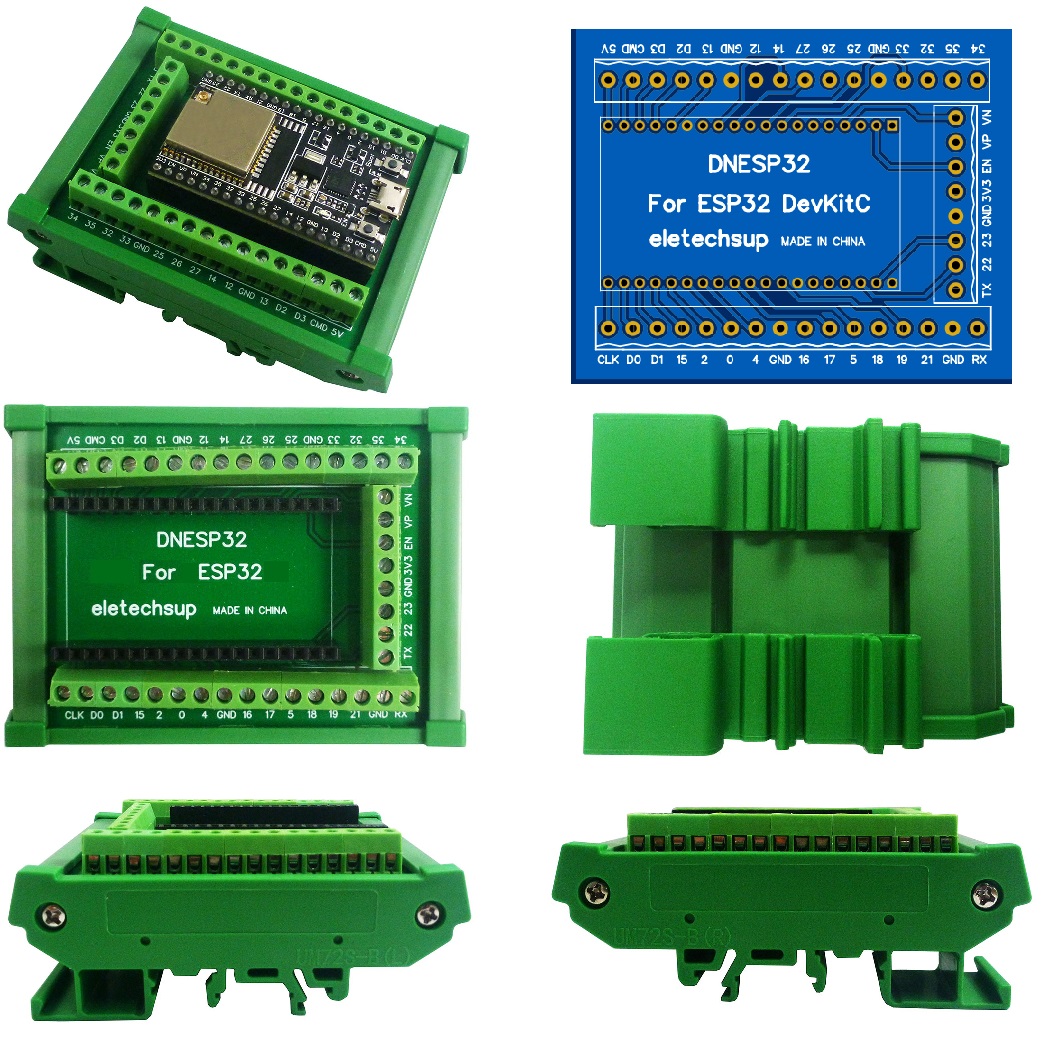 Screw Terminal Block - อะแดปเตอร์บล็อกขั้วต่อแบบสกรูสำหรับติดตั้งบนราง DIN สำหรับ ESP32S ESP WROOM