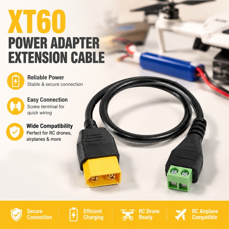 Screw Terminal Block - สายอะแดปเตอร์ XT60 ตัวผู้-ตัวเมีย ต่อกับขั้วต่อแบบสกรู 2 พิน