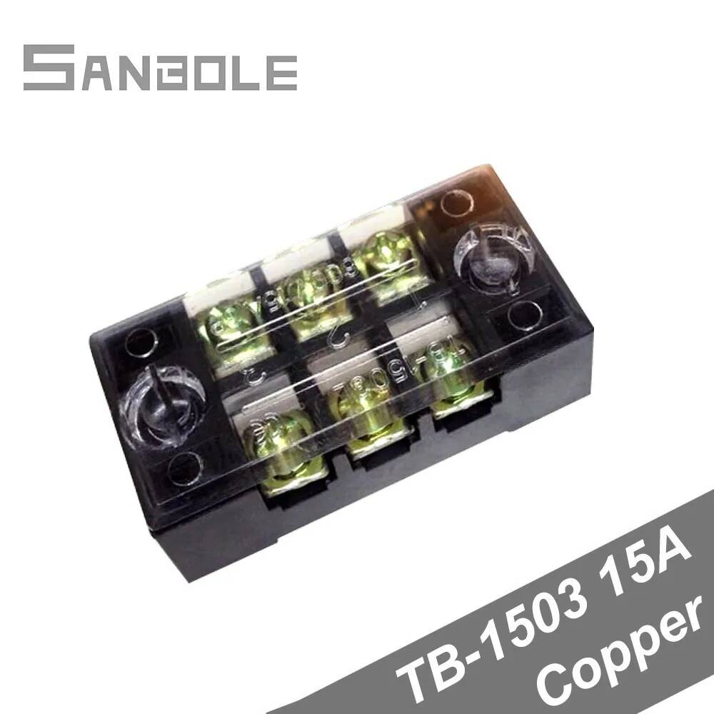 Screw Terminal Block - 10 ชิ้น บล็อกขั้วต่อสายไฟแบบสกรูคู่ รุ่น TB-1503 ทองแดง